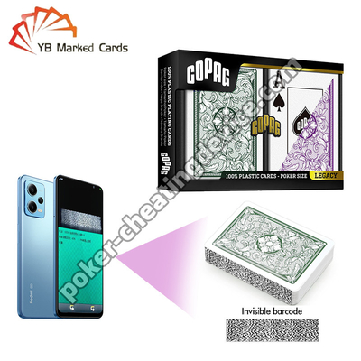 Copag Legacy серия 100% пластмассовый невидимый штрих-код карточки зеленый / фиолетовый