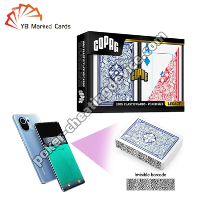 Copag Legacy 4-цветный 100% пластиковый штрих-код читы синий / красный двойной дек